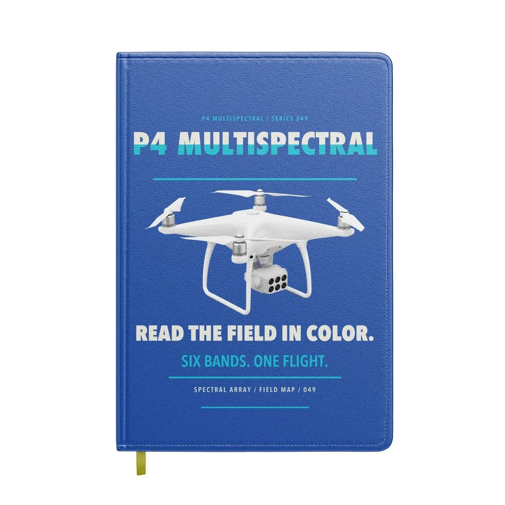 DJI P4 Multispectral design on blue notebook