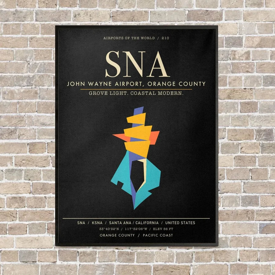 John Wayne Airport Orange County SNA - Canvas Framed - Black