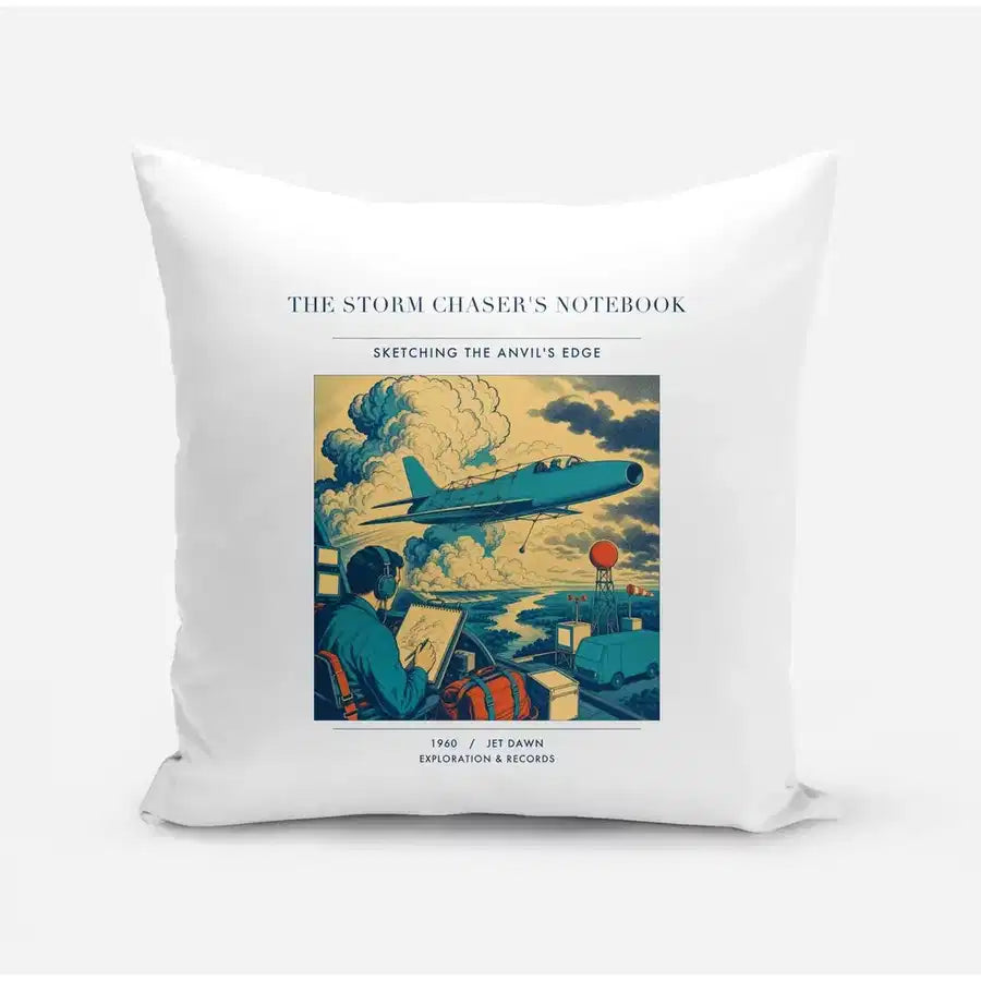 VINTAGE G4393 - The Storm Chaser's Notebook - Designed Pillows design on white