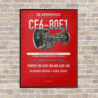 Thumbnail for CF6-80E1 vertical canvas print - framed - red background