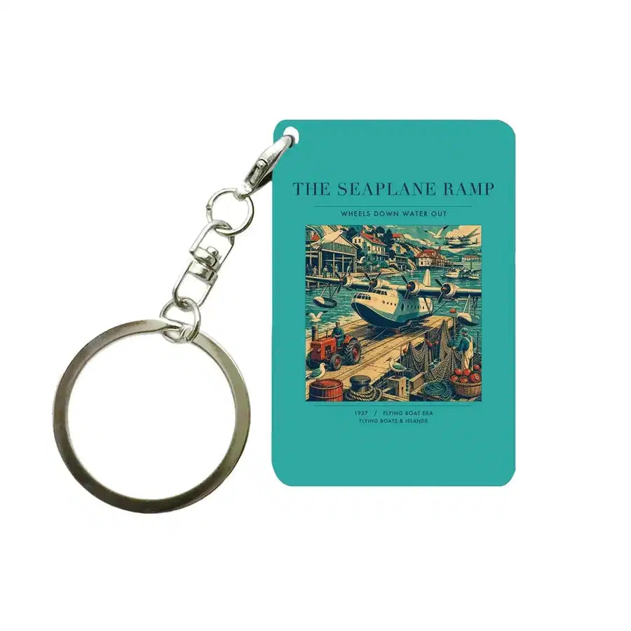 VINTAGE G4068 - The Seaplane Ramp - Designed Key Chain design on turquoise