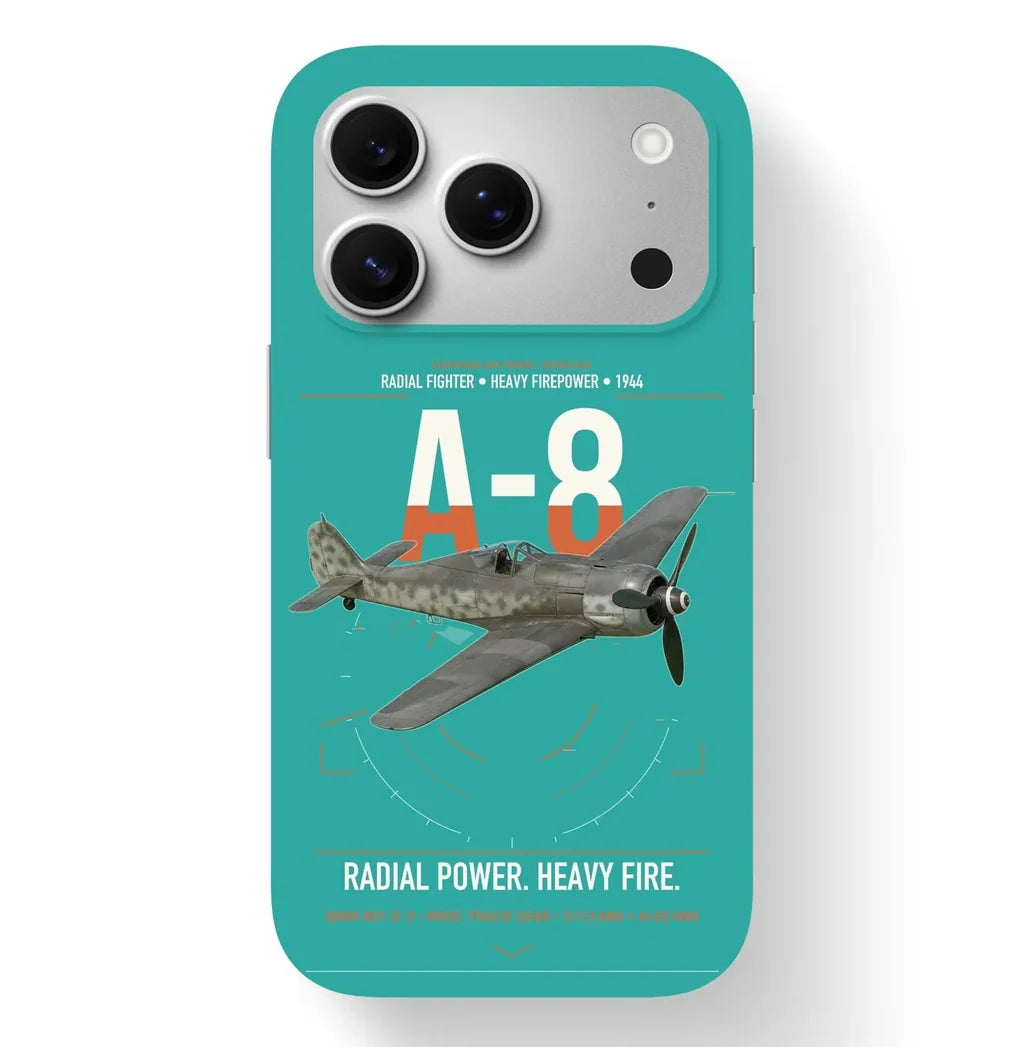 Focke-Wulf Fw 190A-8 design on turquoise magsafe iphone case, for iPhone 17 Pro