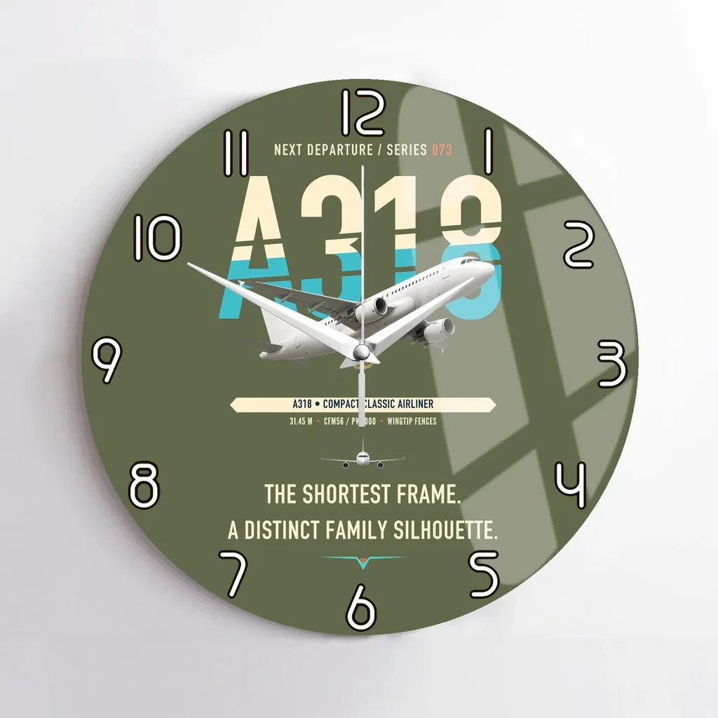 Airbus A318 design on green army no frame wall clock