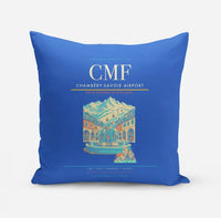 Thumbnail for Chambéry-Savoie Airport (CMF) design on blue pillow