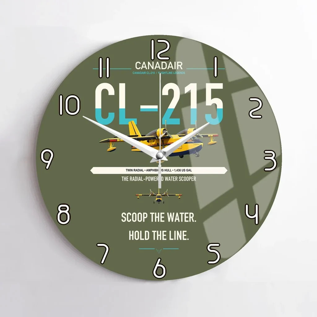 Canadair CL-215 design on green army no frame wall clock