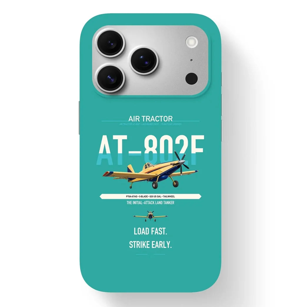 Air Tractor AT-802F design on turquoise magsafe iphone case, for iPhone 17 Pro