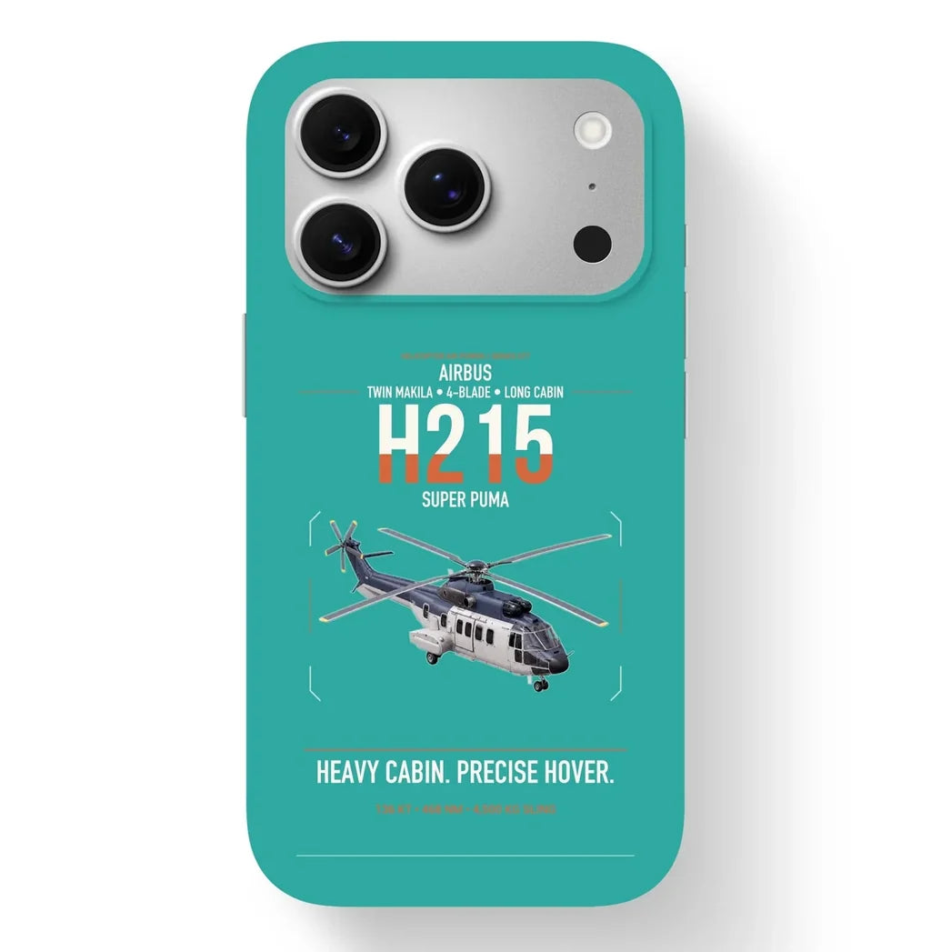 Airbus H215 design on turquoise magsafe iphone case, for iPhone 17 Pro