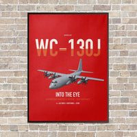 Thumbnail for WC-130J Hurricane Hunter vertical canvas print - framed - red background