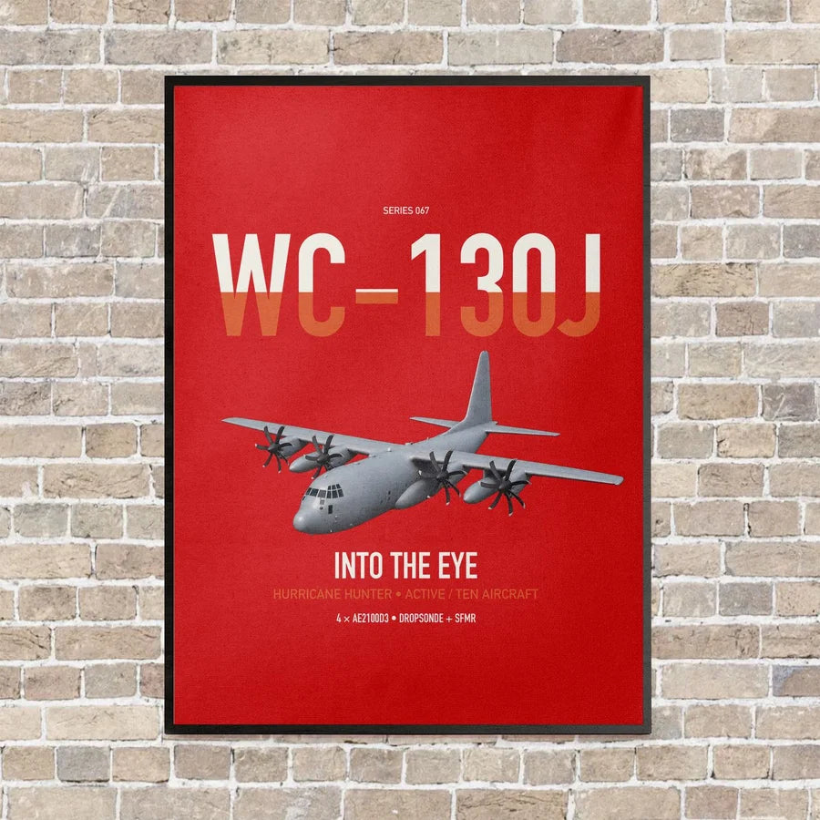 WC-130J Hurricane Hunter vertical canvas print - framed - red background