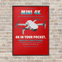 Thumbnail for DJI Mini 4K vertical canvas print - framed - red background