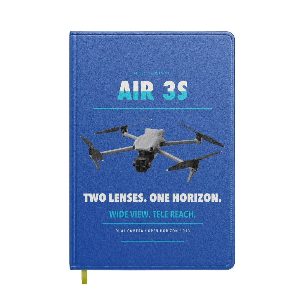DJI Air 3S design on blue notebook