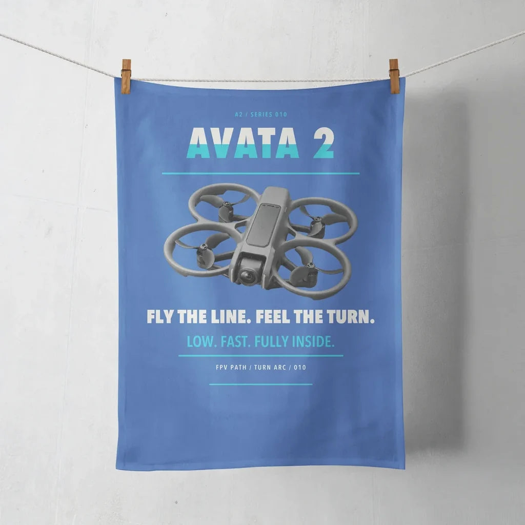 DJI Avata 2 design on blue towel