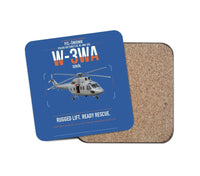 Thumbnail for PZL-Świdnik W-3WA Sokół design on blue 1 piece coaster