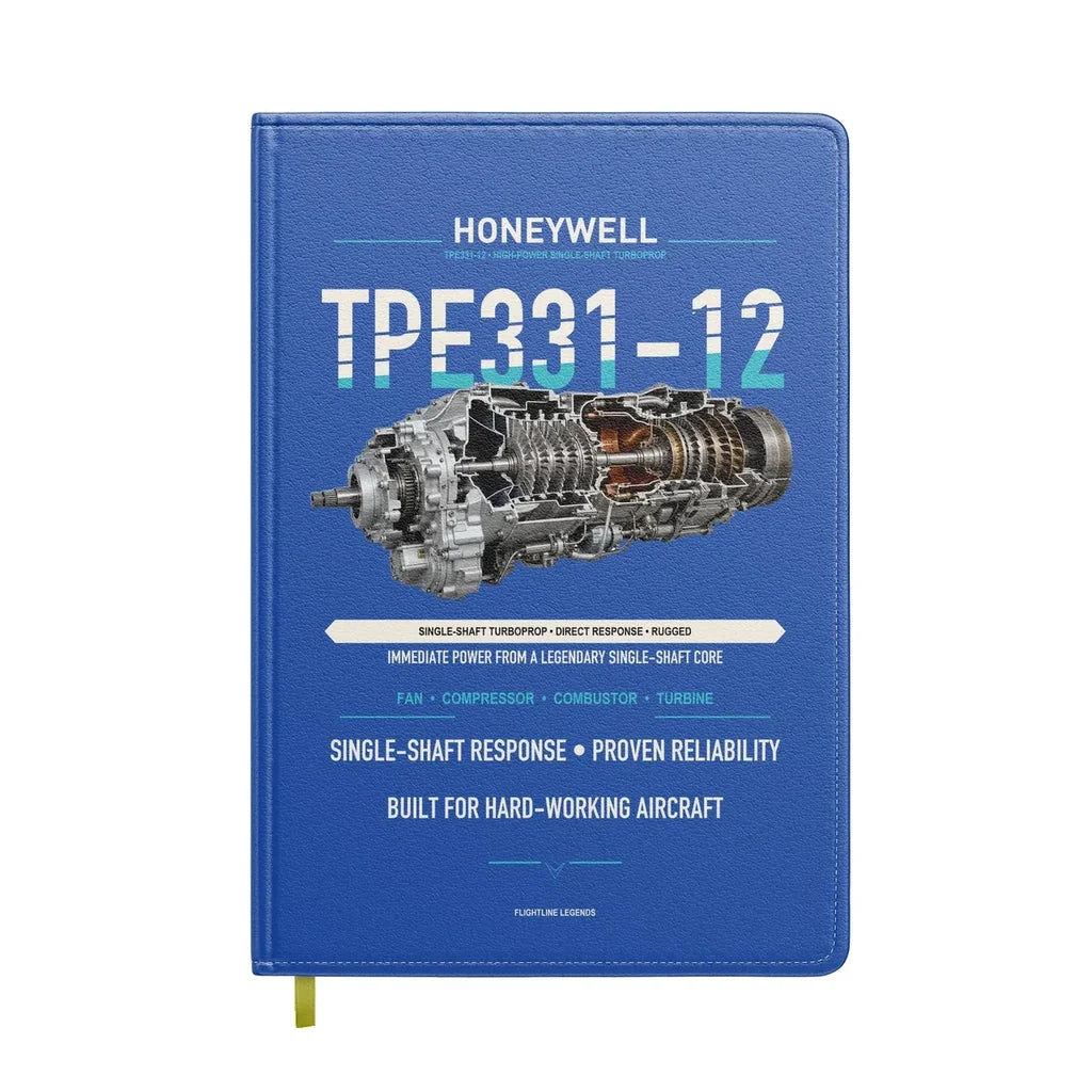 TPE331-12 design on blue notebook