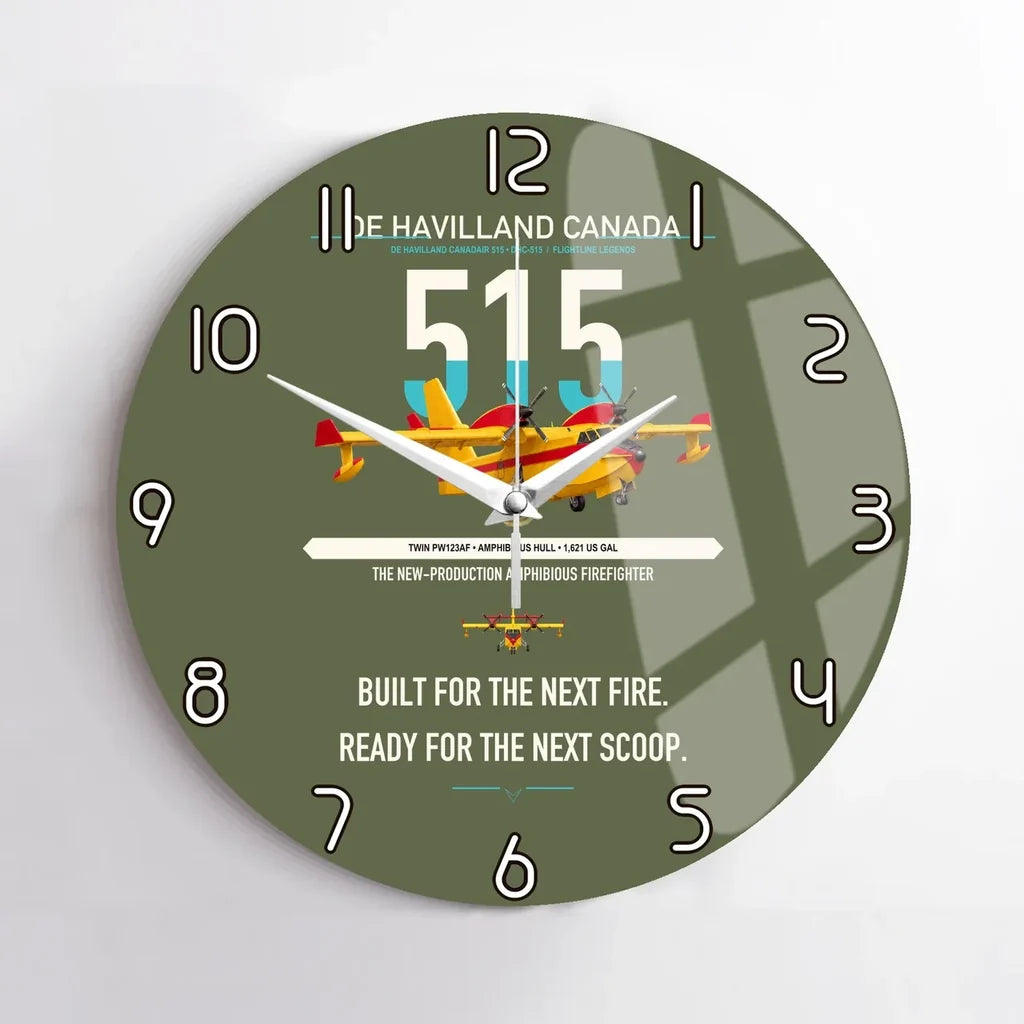 De Havilland Canadair 515 design on green army no frame wall clock
