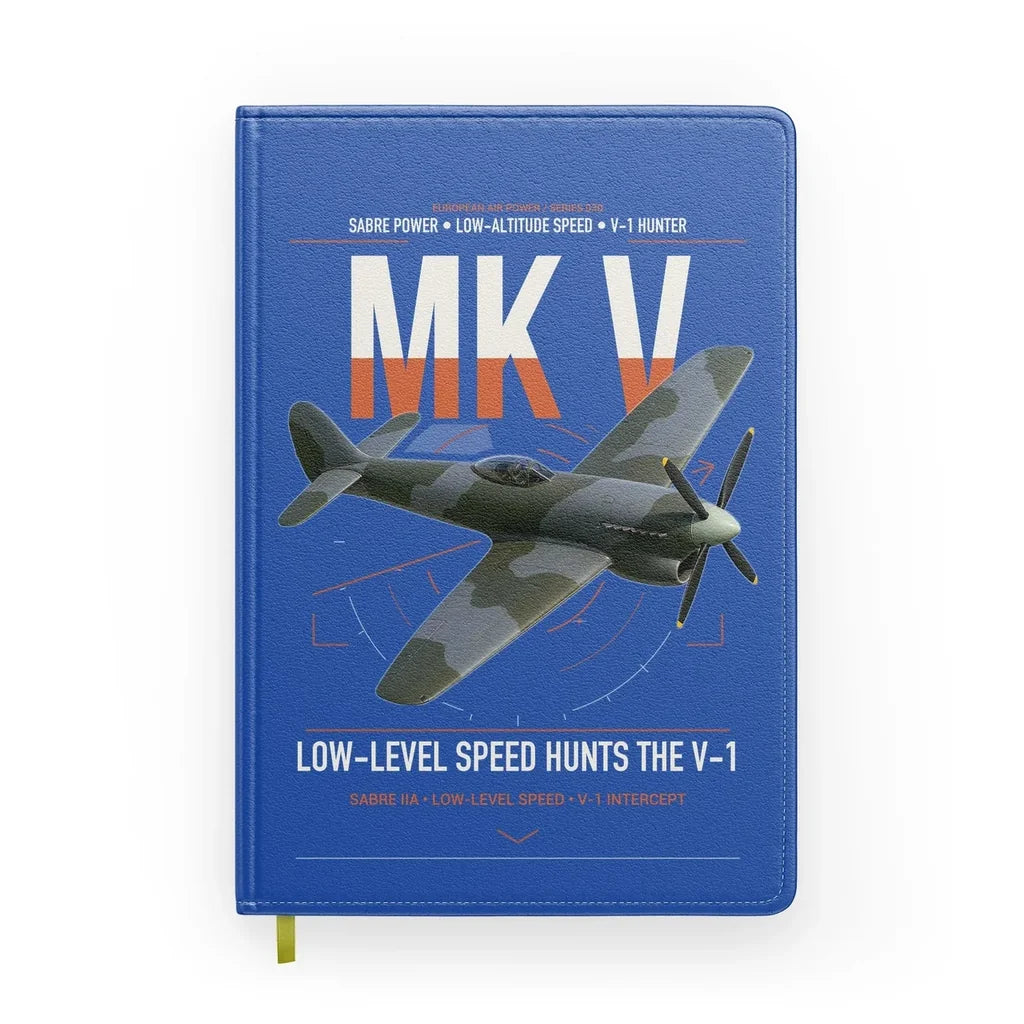 Hawker Tempest Mk V design on blue notebook