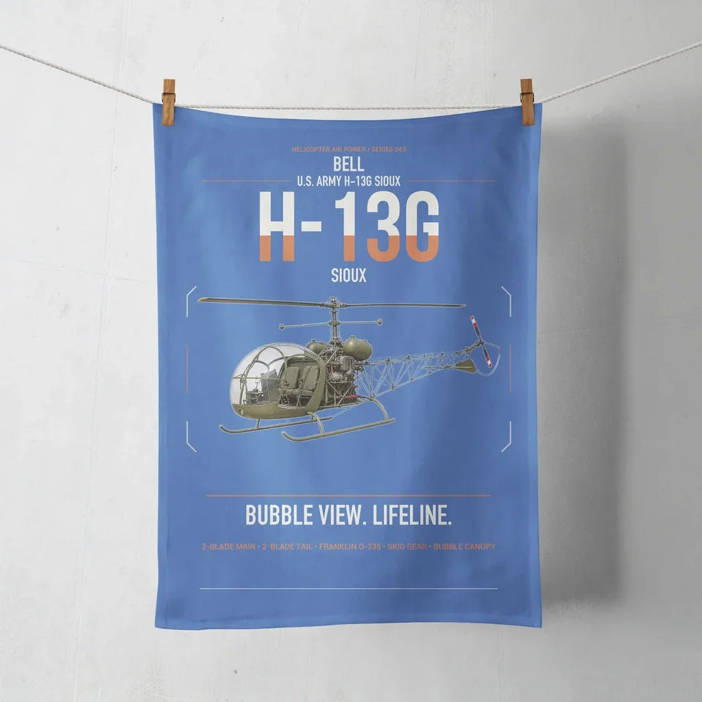 Bell H-13G Sioux design on blue towel