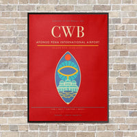 Thumbnail for Afonso Pena International Airport CWB vertical canvas print - framed - red background