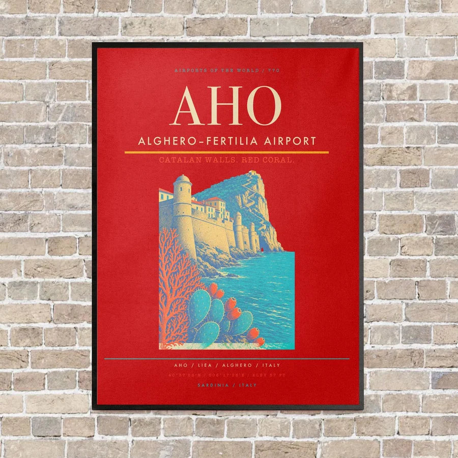 Alghero–Fertilia Airport AHO - Canvas Framed - Red