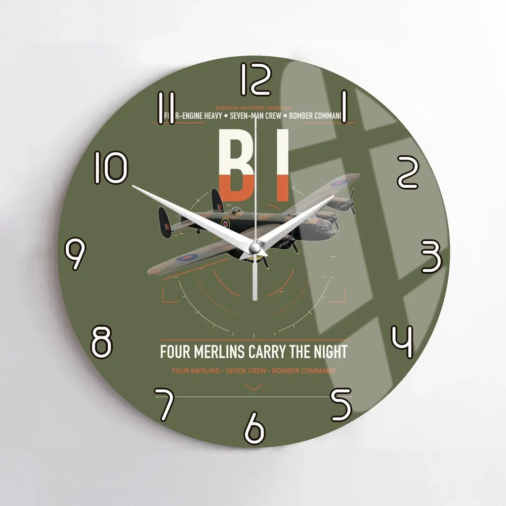 Avro Lancaster B I design on green army no frame wall clock