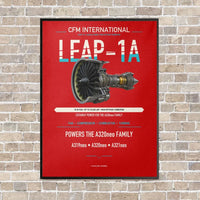 Thumbnail for CFM LEAP-1A vertical canvas print - framed - red background