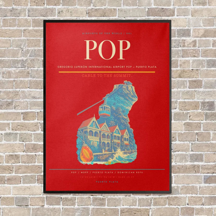 Gregorio Luperón International Airport POP — Puerto Plata vertical canvas print - framed - red background