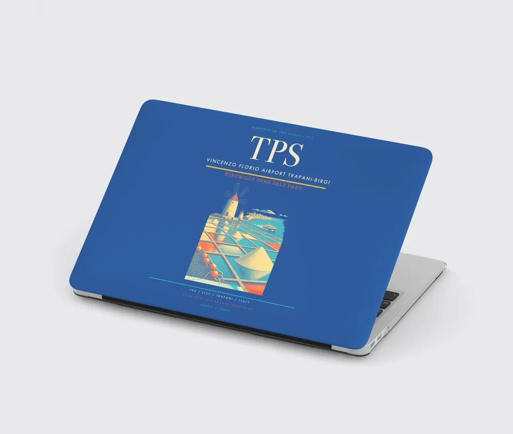 Vincenzo Florio Airport Trapani-Birgi (TPS) design on blue MacBook case