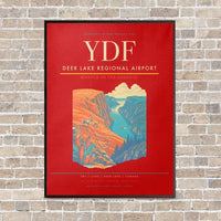 Thumbnail for Deer Lake Regional Airport YDF vertical canvas print - framed - red background
