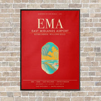 Thumbnail for East Midlands Airport EMA vertical canvas print - framed - red background