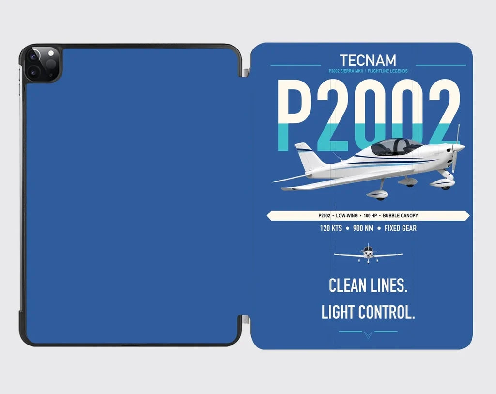 Tecnam P2002 Sierra MkII design on blue ipad tablet case