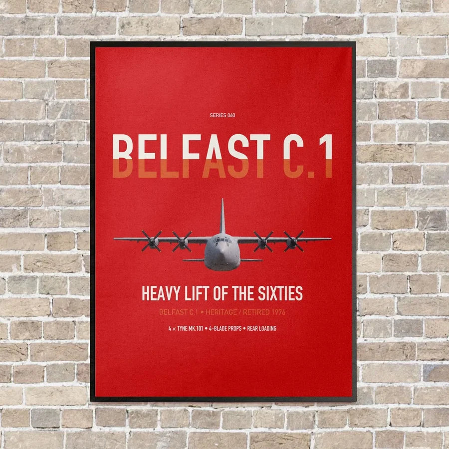Short Belfast C.1 vertical canvas print - framed - red background