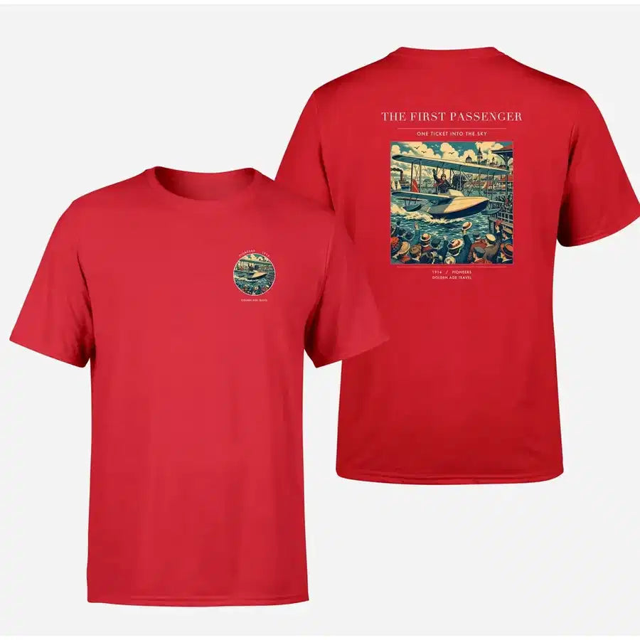 VINTAGE G4007 - The First Passenger - Double-Side T-Shirt design on red double side t shirt