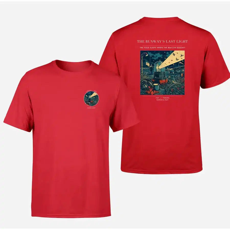 VINTAGE G4425 - The Runway's Last Light - Double-Side T-Shirt design on red double side t shirt
