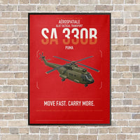 Thumbnail for Aérospatiale SA 330B Puma vertical canvas print - framed - red background