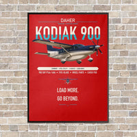 Thumbnail for Daher Kodiak 900 vertical canvas print - framed - red background