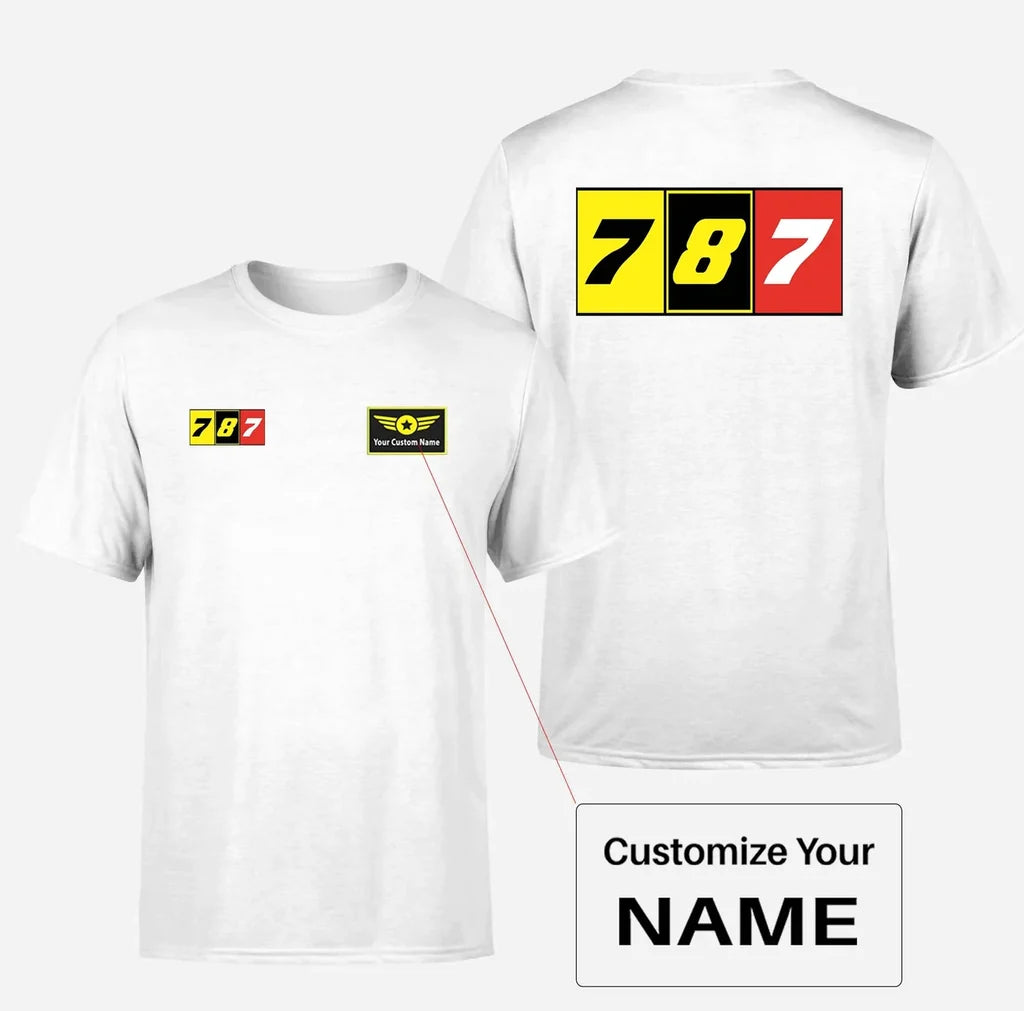 Flat Colourful 787 Designed Double-Side T-Shirts - view 15