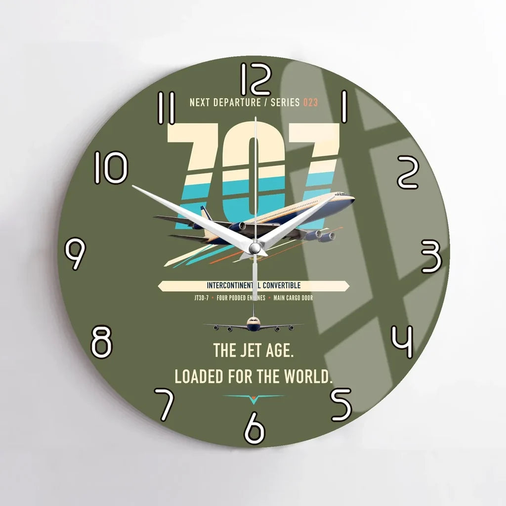 Boeing 707-320C design on green army no frame wall clock
