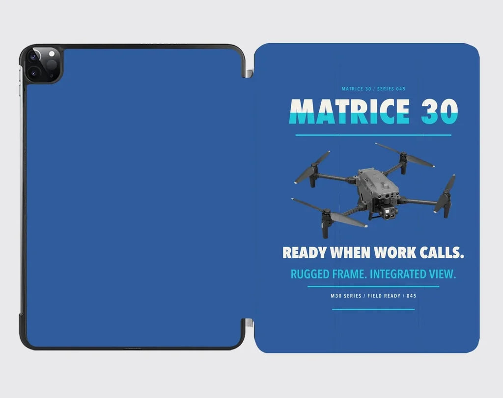 DJI Matrice 30 design on blue ipad tablet case