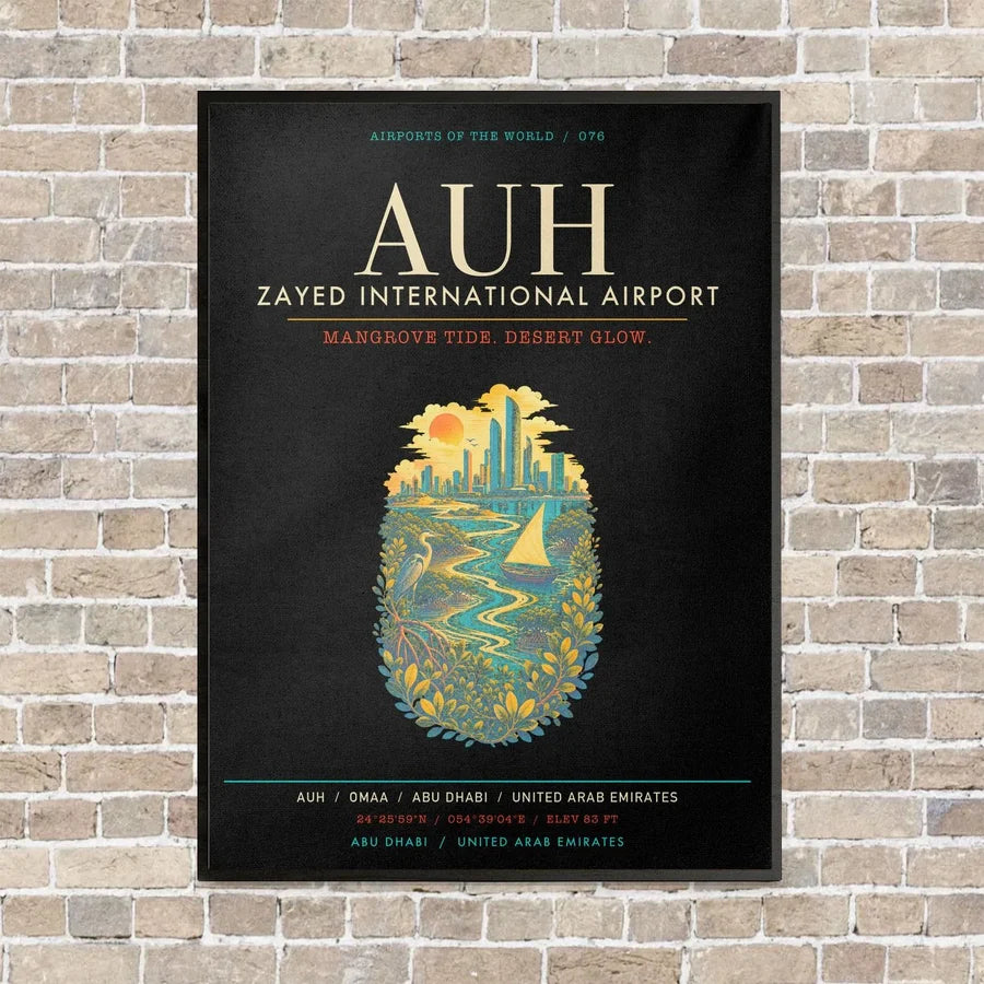 Zayed International Airport Abu Dhabi AUH - Canvas Framed - Black