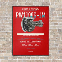 Thumbnail for PW1100G-JM vertical canvas print - framed - red background