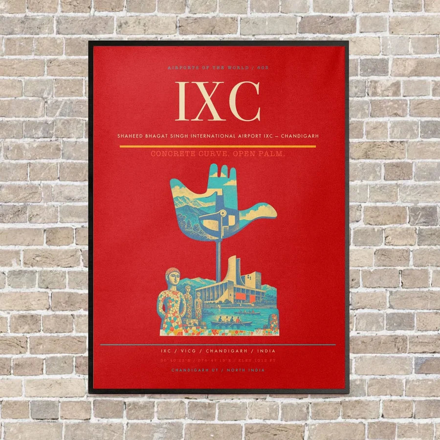 Shaheed Bhagat Singh International Airport IXC — Chandigarh vertical canvas print - framed - red background