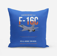 Thumbnail for F-16C Fighting Falcon See All Around Turn Inside design on blue pillow