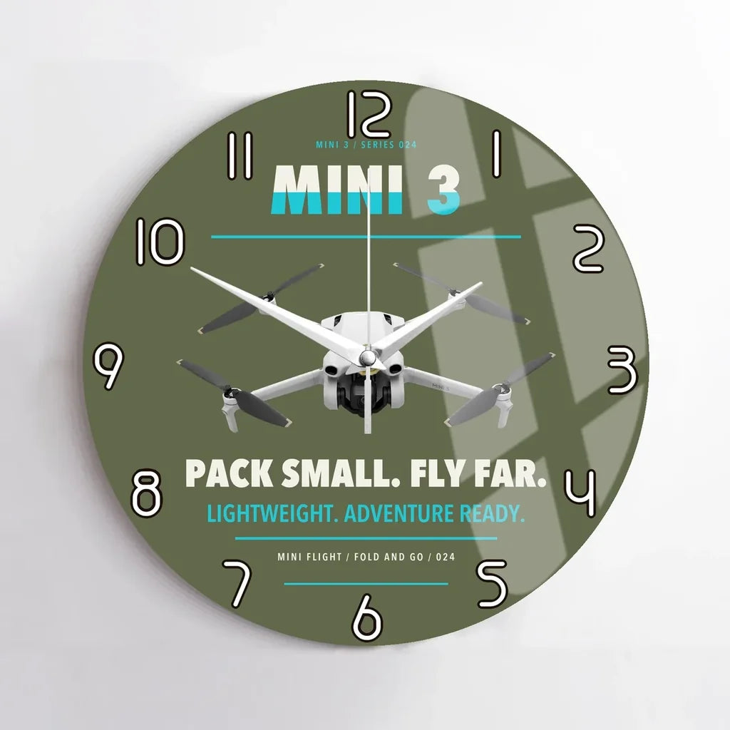 DJI Mini 3 design on green army no frame wall clock