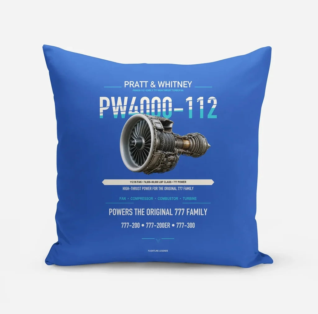 PW4000-112 design on blue pillow