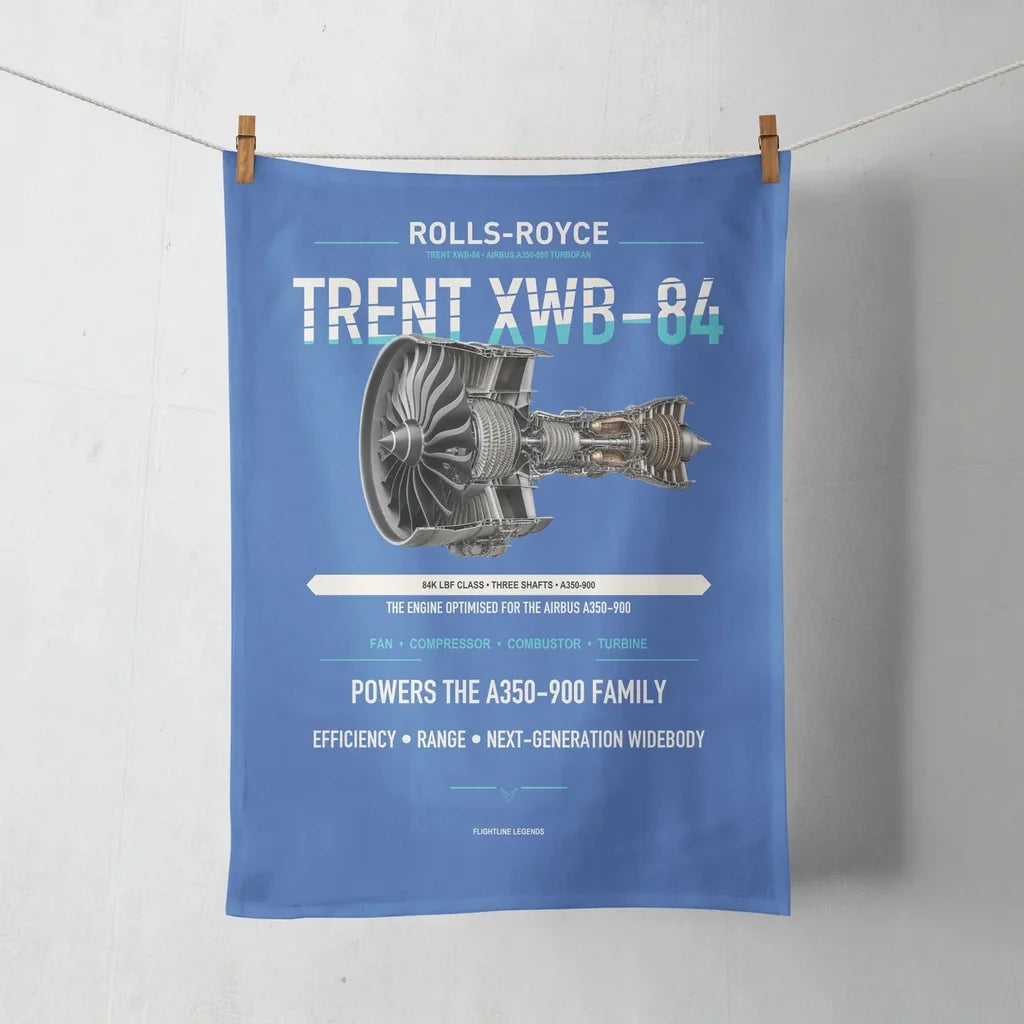 TRENT XWB-84 design on blue towel