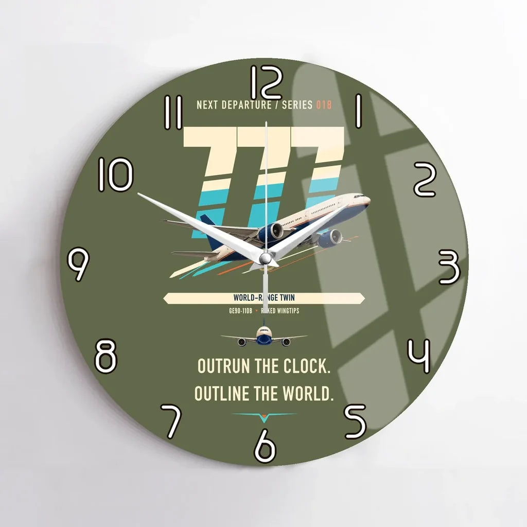 Boeing 777-200LR design on green army no frame wall clock
