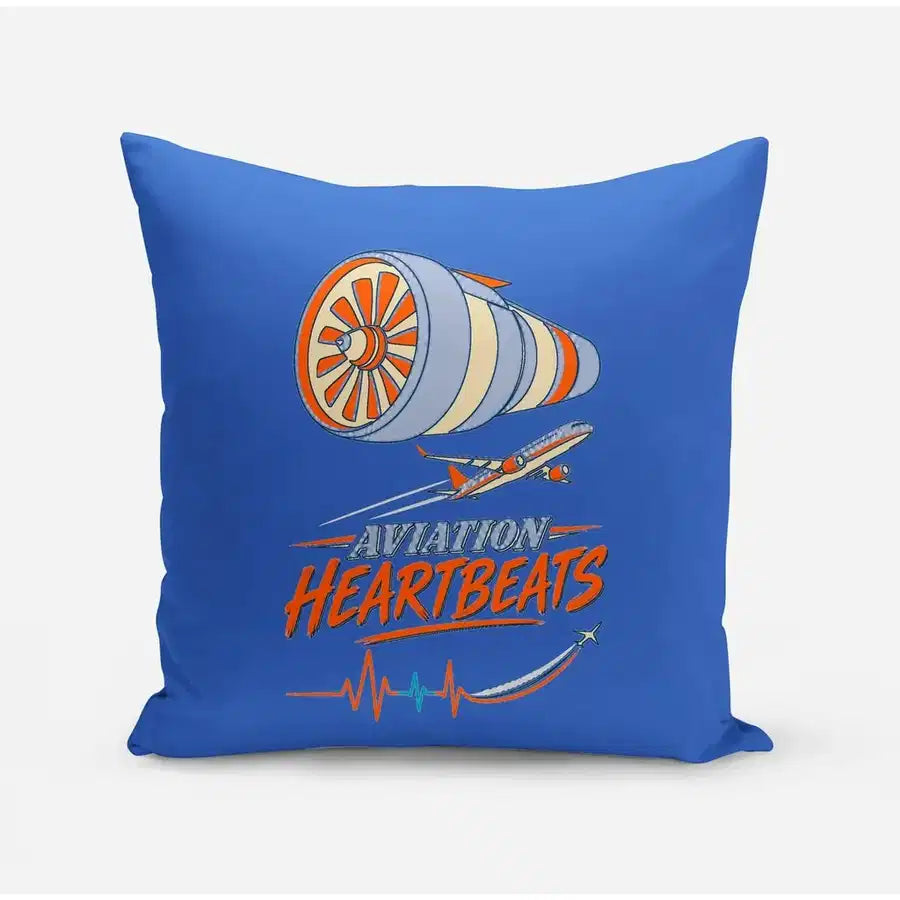 Aviation Heartbeats V2 design on blue pillow