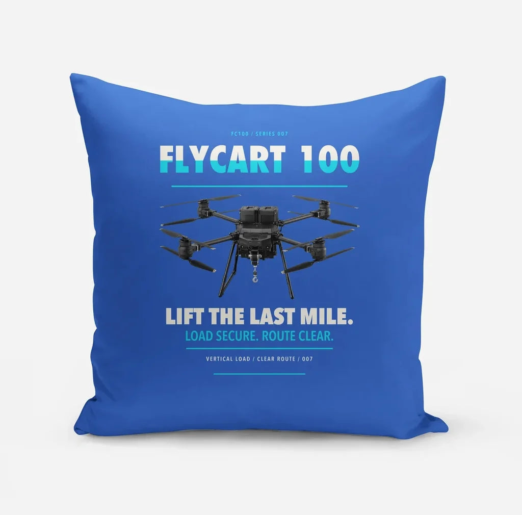 DJI FlyCart 100 design on blue pillow