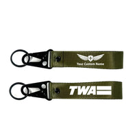 Thumbnail for Trans World Airlines (TWA) Hawk-shaped key chain, Dark Green+ NAME