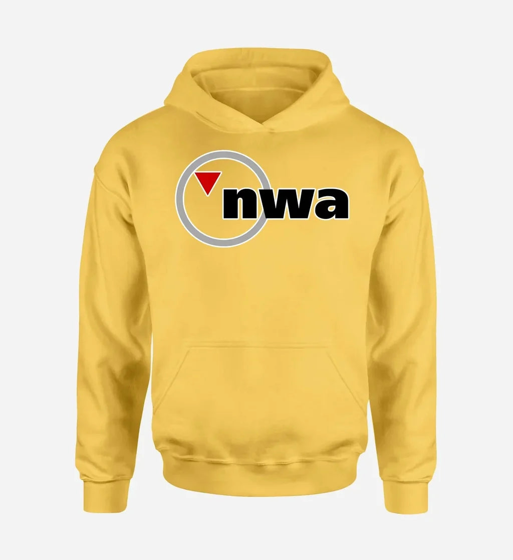 Northwest Airlines NEW logo printed on yellow hoodie